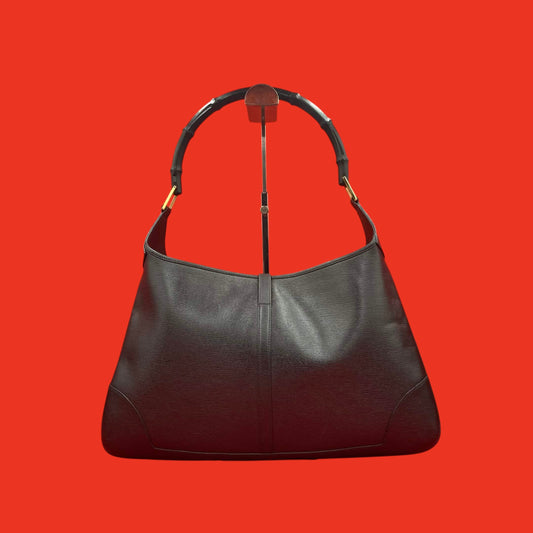 美品 GUCCI グッチ バンブー ジャッキー ワンショルダーバッグ オールレザー ブラック