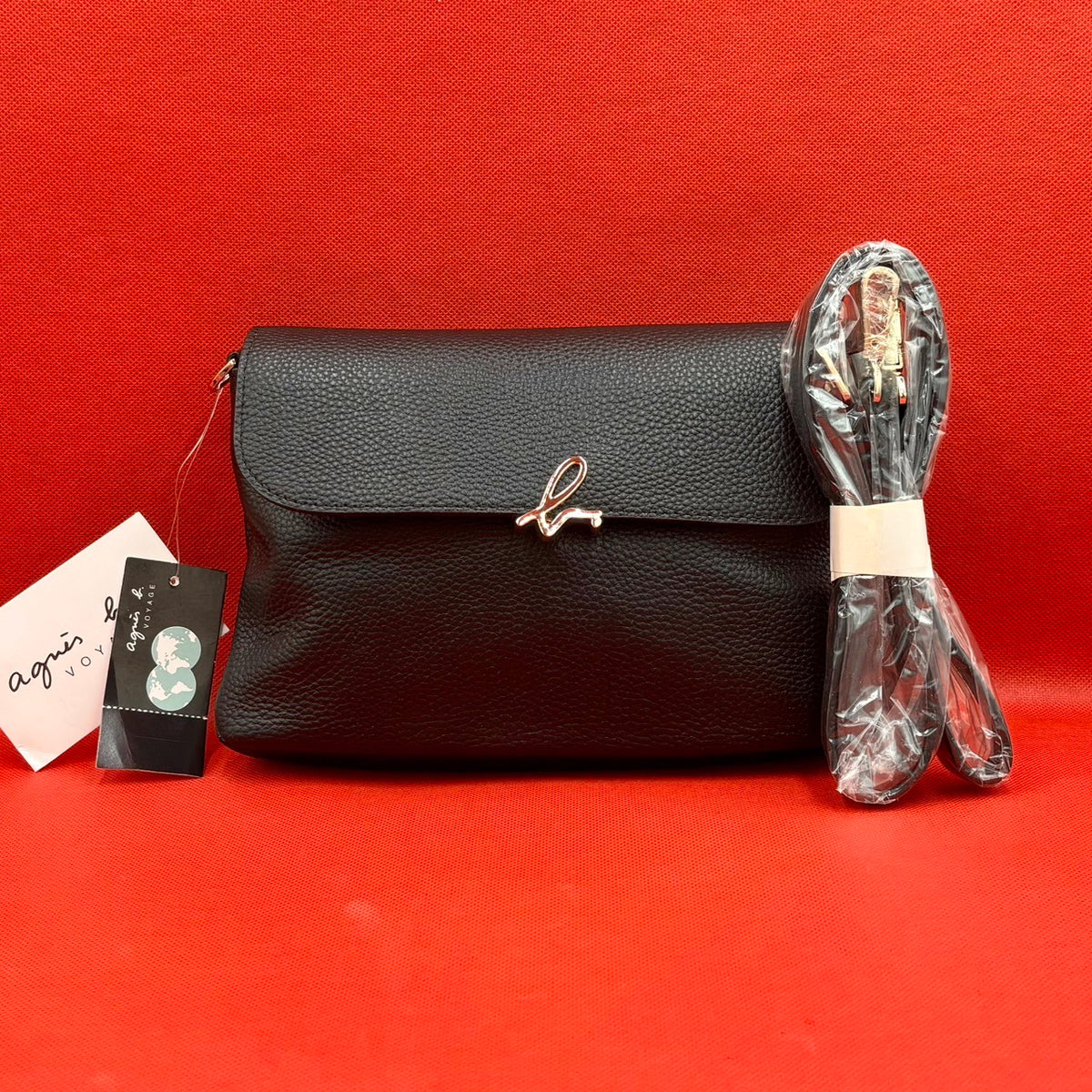 未使用品 agnès b. VOYAGE レザー ショルダーバッグ ブラック レディース バッグ