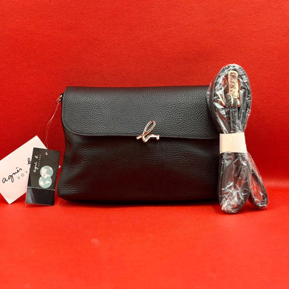 未使用品 agnès b. VOYAGE レザー ショルダーバッグ ブラック レディース バッグ