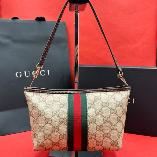 未使用品 GUCCI GGスプリーム シェリーライン ショルダーバッグ ブラウン