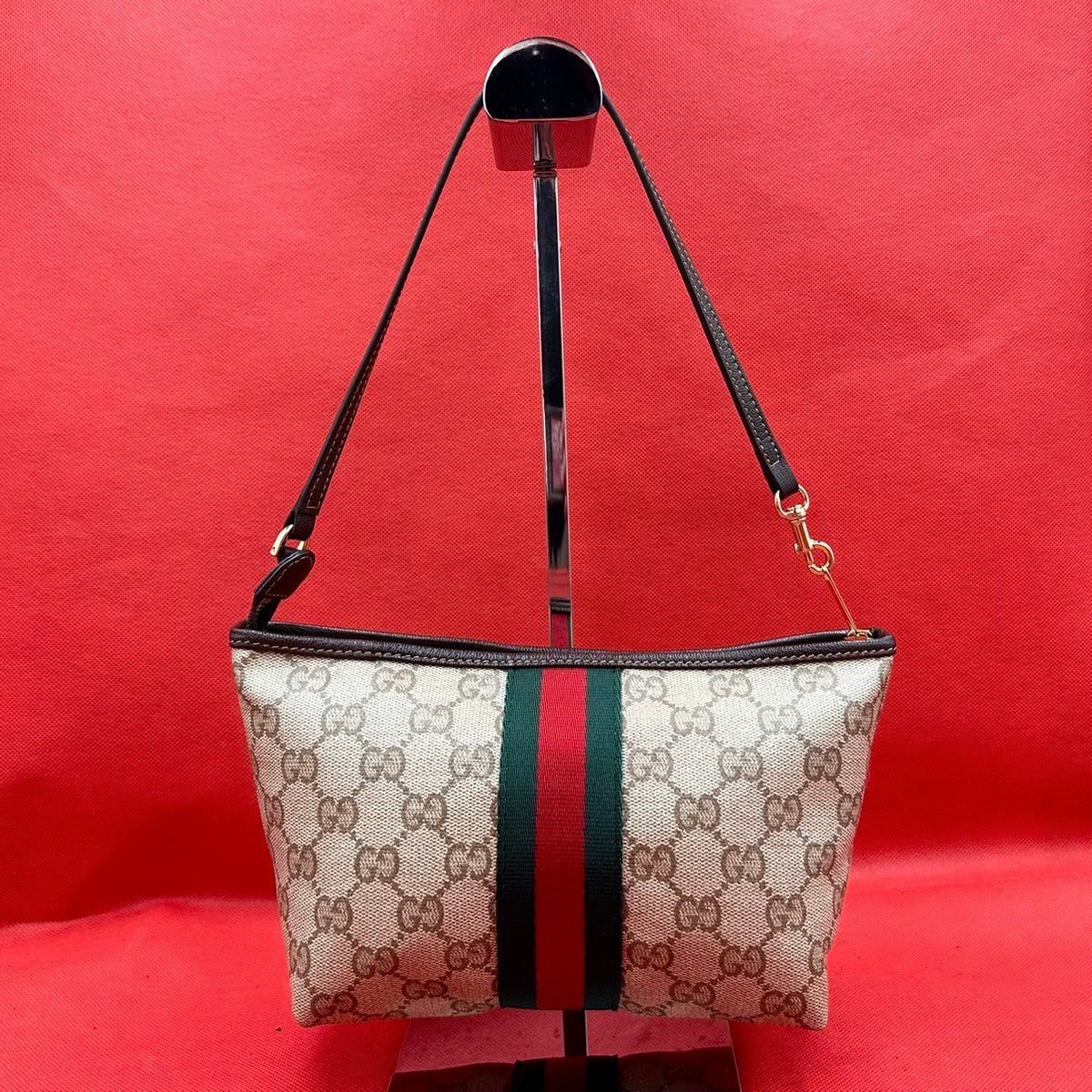 未使用品 GUCCI GGスプリーム シェリーライン ショルダーバッグ ブラウン