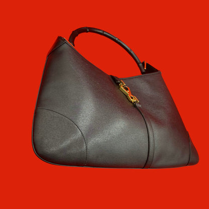 美品　GUCCI グッチ バンブー ジャッキー ワンショルダーバッグ オールレザー ブラック
